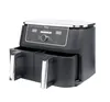 A black and silver dual-basket air fryer is shown against a white background. Produktbild-Vorschau