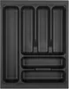 A top-down view of an empty dark gray cutlery organizer. Produktbild-Vorschau