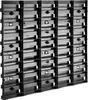 A black plastic tool wall organizer with multiple compartments and mounting points. Náhled obrázku produktu