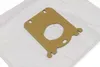 A white vacuum cleaner bag with a brown cardboard attachment is shown on a white background. Produktbild-Vorschau