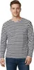 A man wearing a striped long-sleeved shirt and jeans, posing against a white background. Produktbild-Vorschau