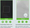 Two panels showing the exterior and interior of a grow tent fabric, with icons and text describing its features. Produktbild-Vorschau