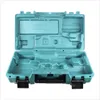 An open teal plastic case for a reciprocating saw. Voir les images du produit