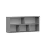 A grey wall shelf with multiple compartments, shown against a white background. Produktbild-Vorschau