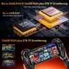 The image shows a split view. The top half illustrates the RAM and ROM expansion capabilities of a smartphone with graphics of computer chips. The bottom half shows a smartphone displaying a grid of images, held by robotic hands, with text overlays indicat Produktbild-Vorschau