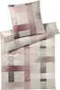 A folded duvet cover and pillowcase set with a plaid pattern. Produktbild-Vorschau