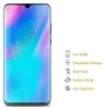 A smartphone screen with a colorful abstract wallpaper, next to a list of product features with icons. Produktbild-Vorschau