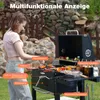A woman is grilling food on a charcoal grill in an outdoor setting. Anteprima dell’immagine prodotto