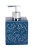 A blue ceramic soap dispenser with a silver pump. Náhled obrázku produktu