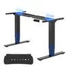 A black electric height-adjustable desk frame and its control panel are shown against a white background. Produktbild-Vorschau