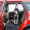 A dog sitting in the back of a car on a protective mat. Anteprima dell’immagine prodotto