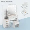 OYAJIA Schminktisch Frisierkommode mit Hocker, Hollywood  Produktbild-Vorschau 7
