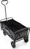 A black folding wagon with a handle and four wheels, shown from a slightly elevated side angle on a white background. Produktbild-Vorschau