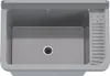 A top-down view of a gray sink basin with a drain in the center and a ribbed drying area on the right. Anteprima dell’immagine prodotto