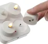 LED Teelichter - 4 wiederaufladbare LED Teelichter mit Ladestation - D- 4cm - flackernd - weiss Produktbild-Vorschau