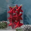 Christbaumschmuck STERN - Weihnachtsschmuck - bruchfest - glänzend matt glitzernd - rot - 6 Stk. Produktbild-Vorschau