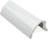 A white corner profile with gray rubber trim, isolated on a white background. Produktbild-Vorschau