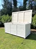 Rijoka Gartenbox aus Holz – Auflagenbox Metall Dach – 380L Produktbild-Vorschau 3