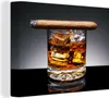 MuchoWow® - Obraz na płótnie - Whisky - Cygaro - Szklanka, Podgląd zdjęcia produktu 1
