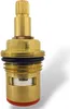 A close-up studio shot of a brass faucet valve stem with a red cap. Produktbild-Vorschau