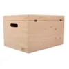 A light-colored wooden storage box with a lid and handles, shown from a side-front angle against a white background. Produktbild-Vorschau