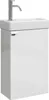 A white, modern bathroom vanity set with a chrome faucet, shown against a white background. Anteprima dell’immagine prodotto