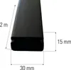 A close-up view of a black cable channel with dimensions indicated. Náhled obrázku produktu