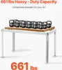 A white metal stand with a wooden top, loaded with kettlebells to demonstrate its weight capacity. Náhľad obrázku produktu