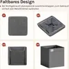 A four-panel image demonstrating the folding and unfolding process of a storage box. Produktbild-Vorschau