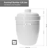 A white ceramic rum pot with a lid, shown with measurement indicators. Produktbild-Vorschau