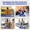 Collage of four images showing an air mattress in different settings: outdoor camping, indoor living room, moving, and guest room. Podgląd zdjęcia produktu