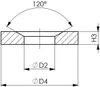 A technical drawing of a conical washer with dimensions and angles indicated. Anteprima dell’immagine prodotto
