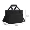 A black insulated lunch bag with dimensions indicated. Produktbild-Vorschau