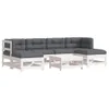 7-tlg. Garten-Lounge-Set mit Kissen Weiß Massivholz Produktbild-Vorschau 1