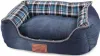 A dog bed with a denim exterior and plaid interior. Náhľad obrázku produktu