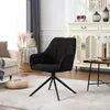 A black swivel armchair with a metal base is shown in a well-lit room with a white cabinet and a side table in the background. Produktbild-Vorschau