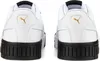 A rear view of two white Puma sneakers with black soles and gold Puma logos. Produktbild-Vorschau