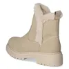 A single beige winter boot with cream-colored faux fur lining is shown from a side-rear angle against a white background. Voir les images du produit