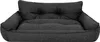 A dark gray dog bed with raised sides and a tufted cushion. Náhled obrázku produktu