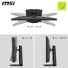 Diagrams showing the adjustable angles and height of an MSI gaming monitor. Produktbild-Vorschau