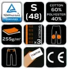 A collage of icons and text indicating product features and certifications. Anteprima dell’immagine prodotto