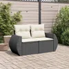 Gartensofa mit Kissen 2-Sitzer Schwarz Poly Rattan Produktbild-Vorschau 3