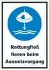 Rettungsfloß fieren beim Aussetzvorgang Schild A6 Rückseite Produktbild-Vorschau 1