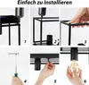 A collage of six images showing the steps to install a black metal pendant light fixture. Náhľad obrázku produktu