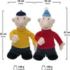 Two plush toys are shown with measurements and weight indicated by text and graphics. Produktbild-Vorschau
