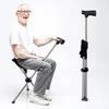 Canne-siège pliable en aluminium noir avec siège, canne de Voir les images du produit 3
