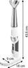 A white and silver immersion blender with a base is shown with dimensions indicated by lines and text. Náhled obrázku produktu