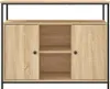 A wooden sideboard with black metal frame against a white background. Náhľad obrázku produktu