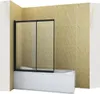 A shower enclosure installed over a bathtub in a bathroom with tiled walls. Produktbild-Vorschau