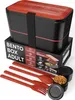 Umami Brotdose Bento-Lunchbox mit Holzdeckel, Fächern, Produktbild-Vorschau 1